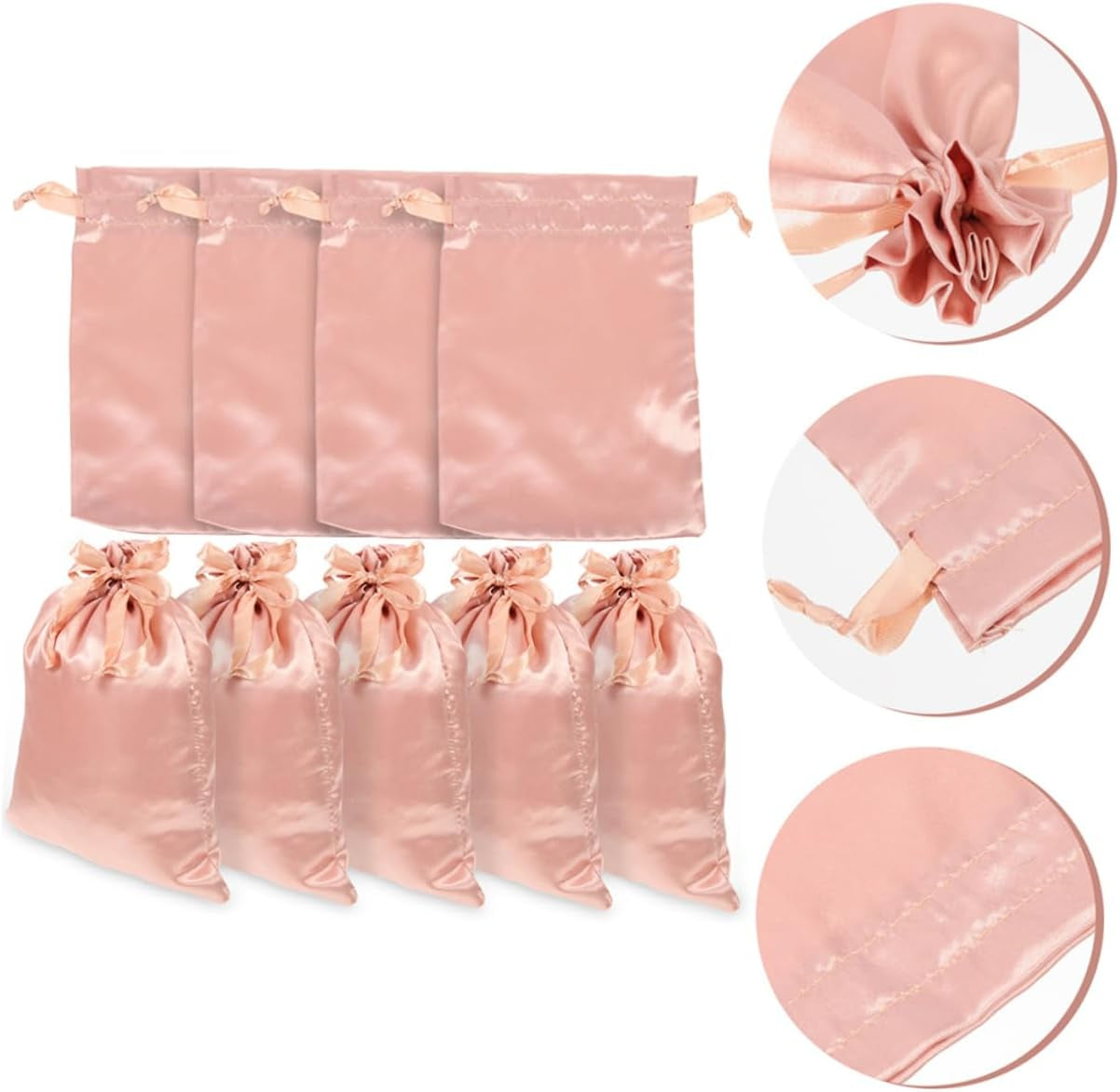 10Pcs Silk Drawstring Wig Bag for Travel or Storage