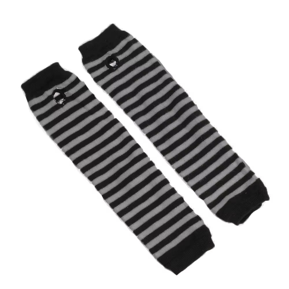 Winter Warm Long Sleeves Gloves for Man Women Fingerless Stripe Hip-Hop Knitted Elbow Mittens Elastic Outdoor Warmer Arm
