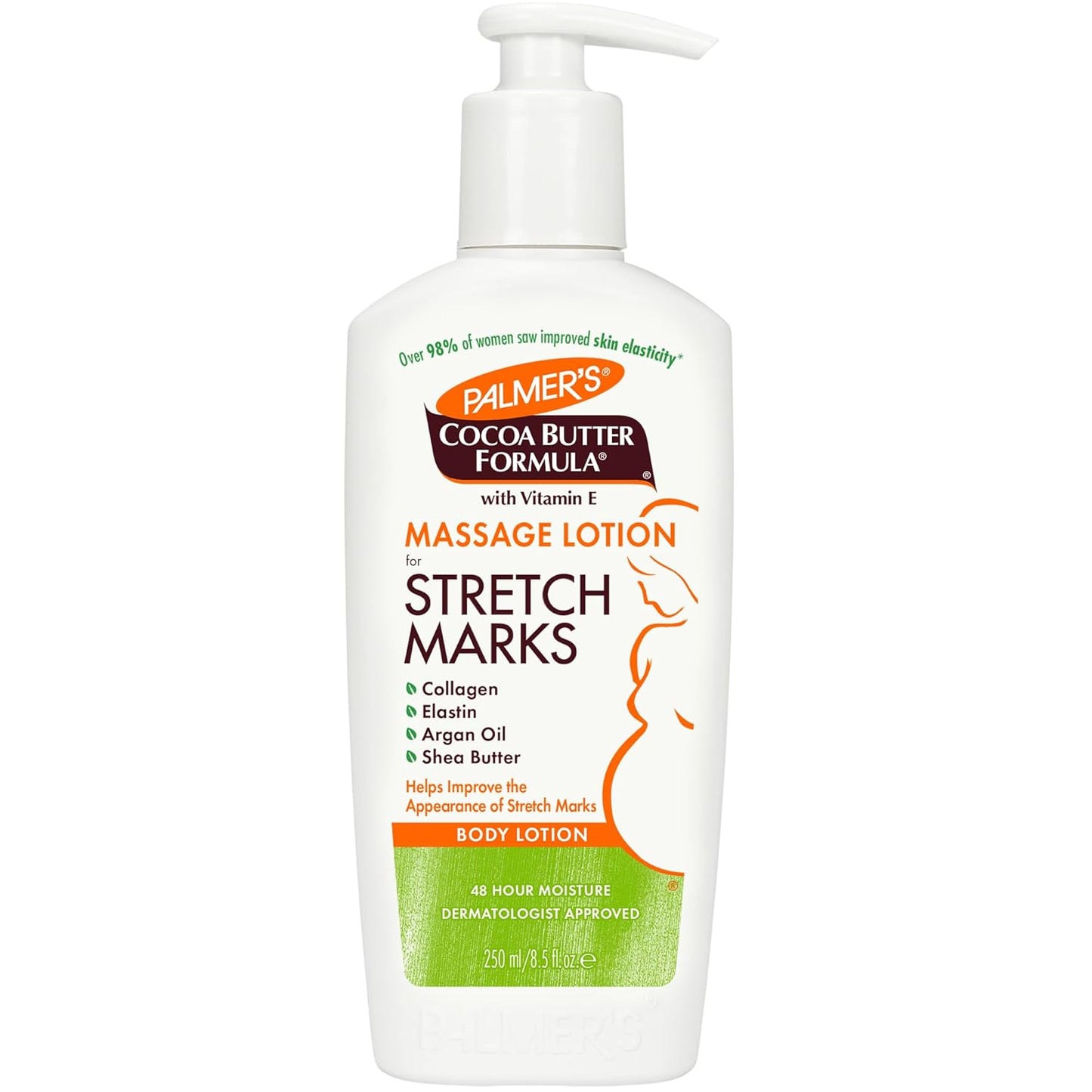 "Ultimate Stretch Mark Solution: Luxurious Cocoa Butter Massage Lotion for Pregnancy Skin Care, Enhanced with Collagen, Elastin, Argan Oil and Shea Butter - 8.5 Ounces"