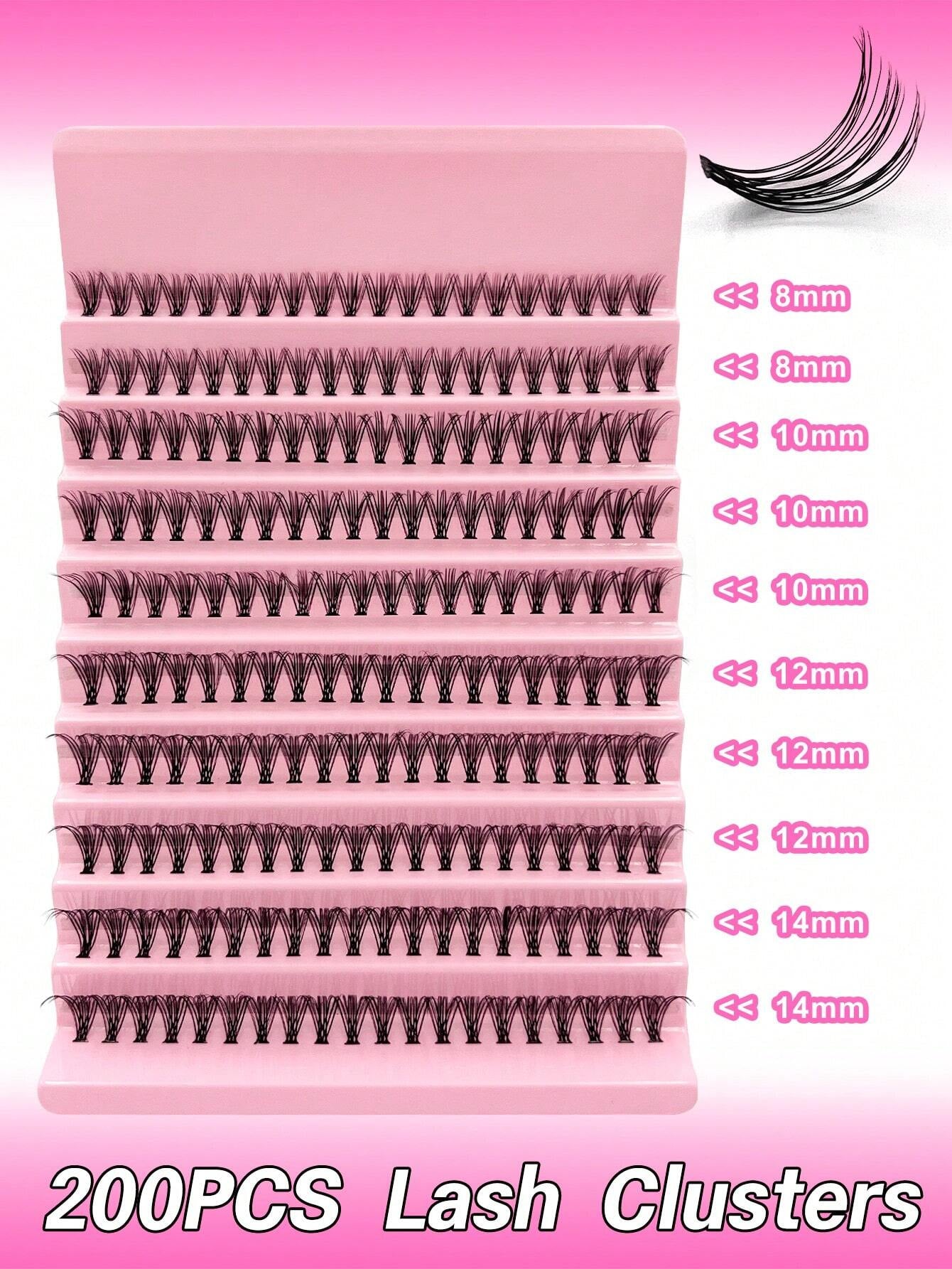 200PCS Dramatic C-Curl 8-16MM Mix DIY Lash Extension Kit (Includes Lash Glue + Remover and Tweezers)