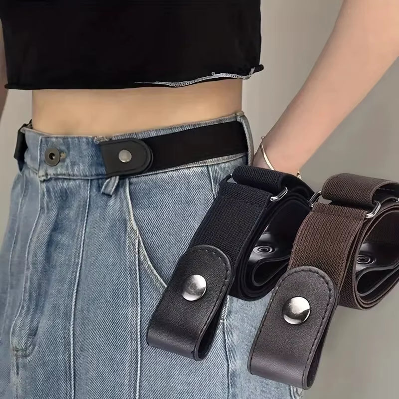 Simple and Fashionable Women'S Belt Elastic Lazy Men'S Belt Woven Invisible and Seamless Unisex Jeans Belt Length Adjustable