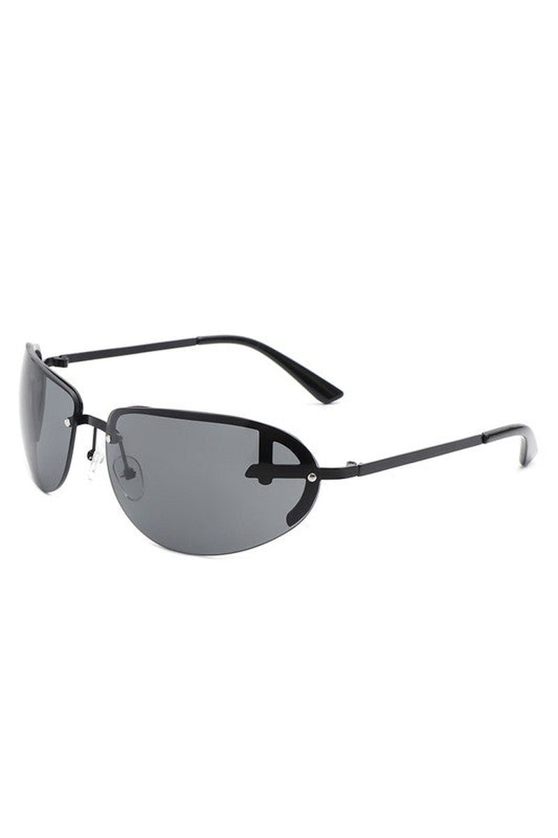 Retro Rimless Oval Tinted round Sunglasses
