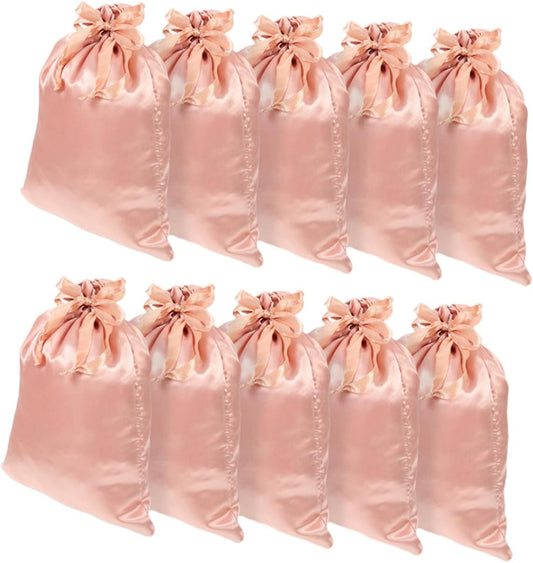 10Pcs Silk Drawstring Wig Bag for Travel or Storage