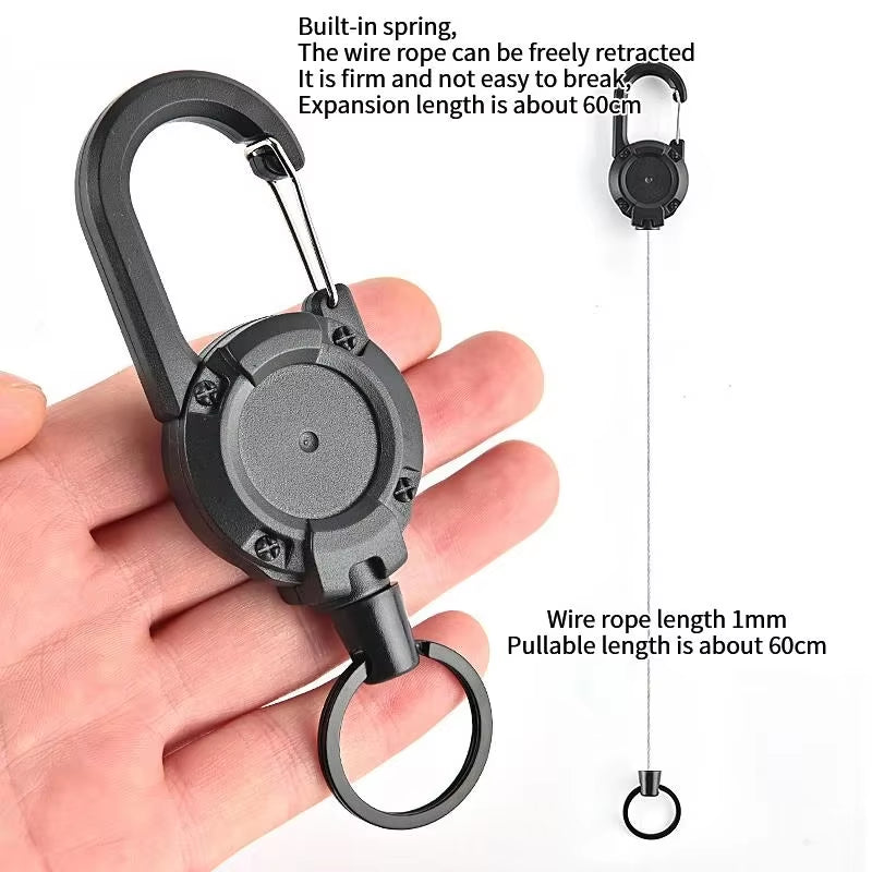 1Pcs Anti-Theft Metal Easy-To-Pull Buckle Rope Elastic Keychain Sporty Retractable Key Ring anti Lost Yoyo Ski Pass ID Card