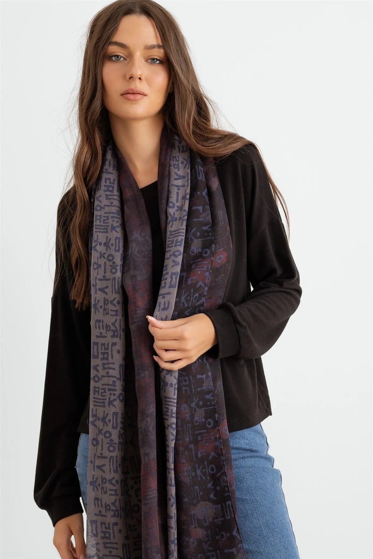 Hangul Design Korean Languages Wrap Shawl Scarf