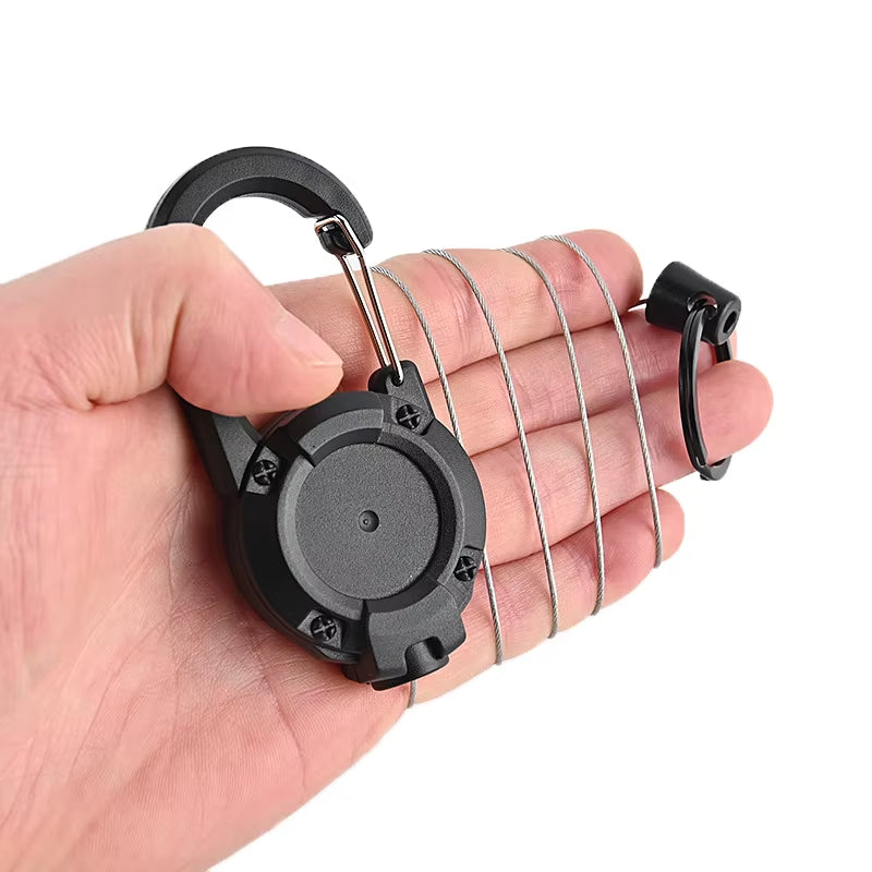 1Pcs Anti-Theft Metal Easy-To-Pull Buckle Rope Elastic Keychain Sporty Retractable Key Ring anti Lost Yoyo Ski Pass ID Card