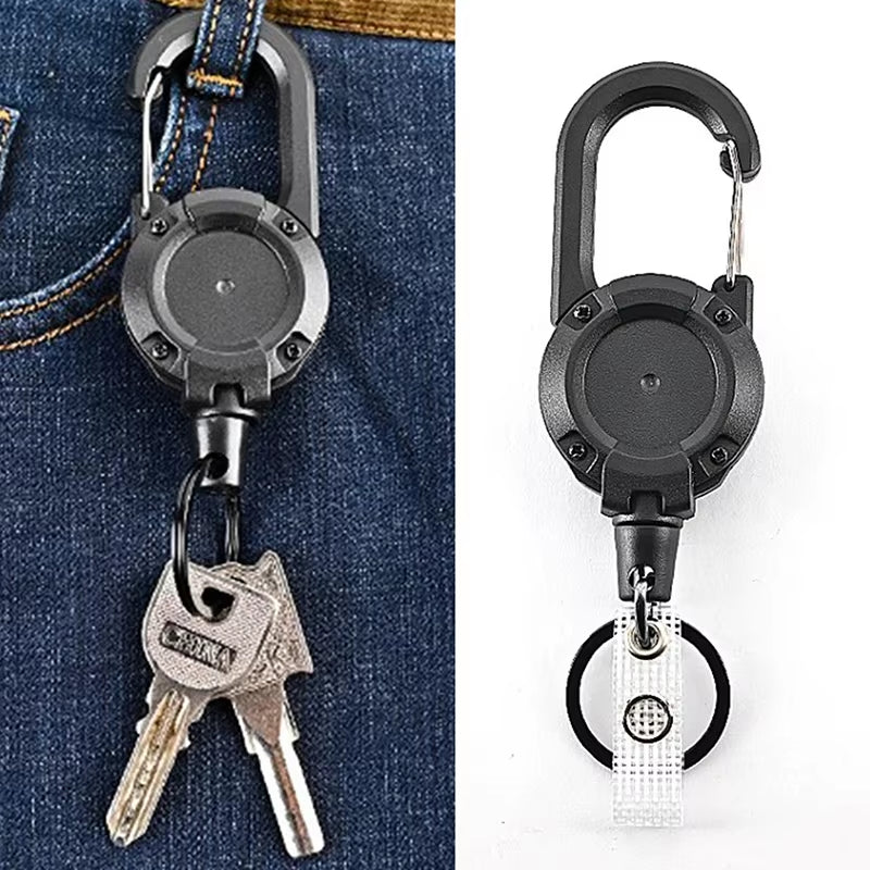 1Pcs Anti-Theft Metal Easy-To-Pull Buckle Rope Elastic Keychain Sporty Retractable Key Ring anti Lost Yoyo Ski Pass ID Card