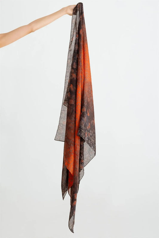 Orange Hangul Design Korean Languages Wrap Long Shawl Scarf