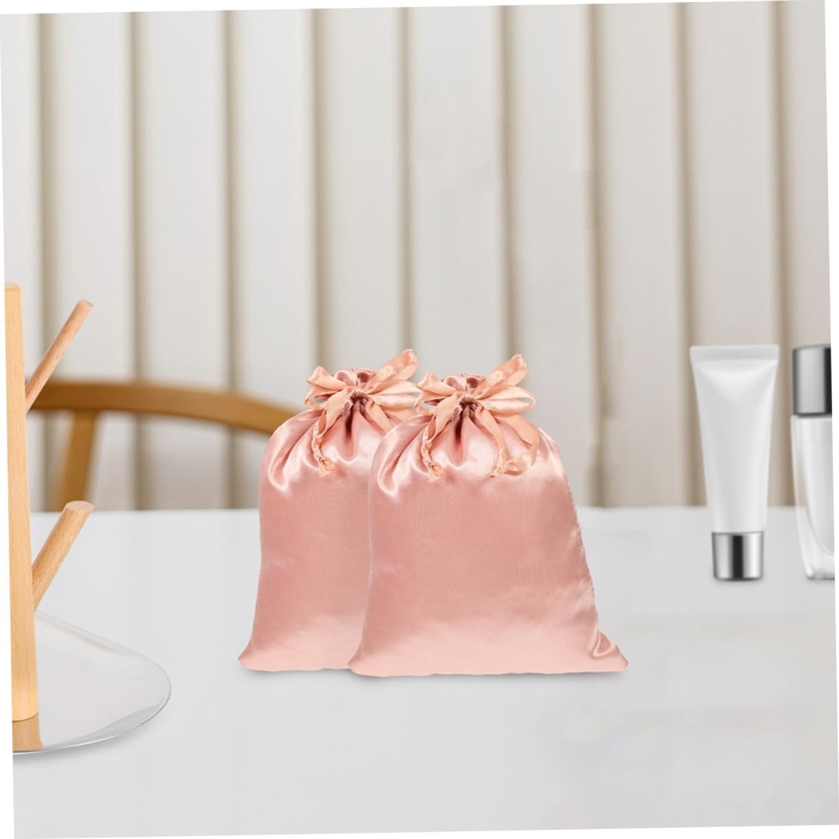 10Pcs Silk Drawstring Wig Bag for Travel or Storage