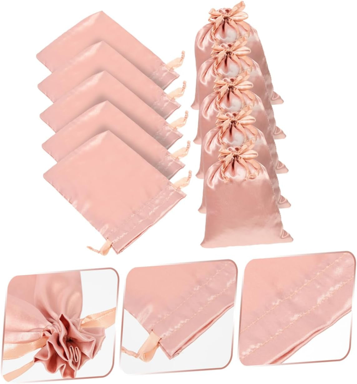 10Pcs Silk Drawstring Wig Bag for Travel or Storage