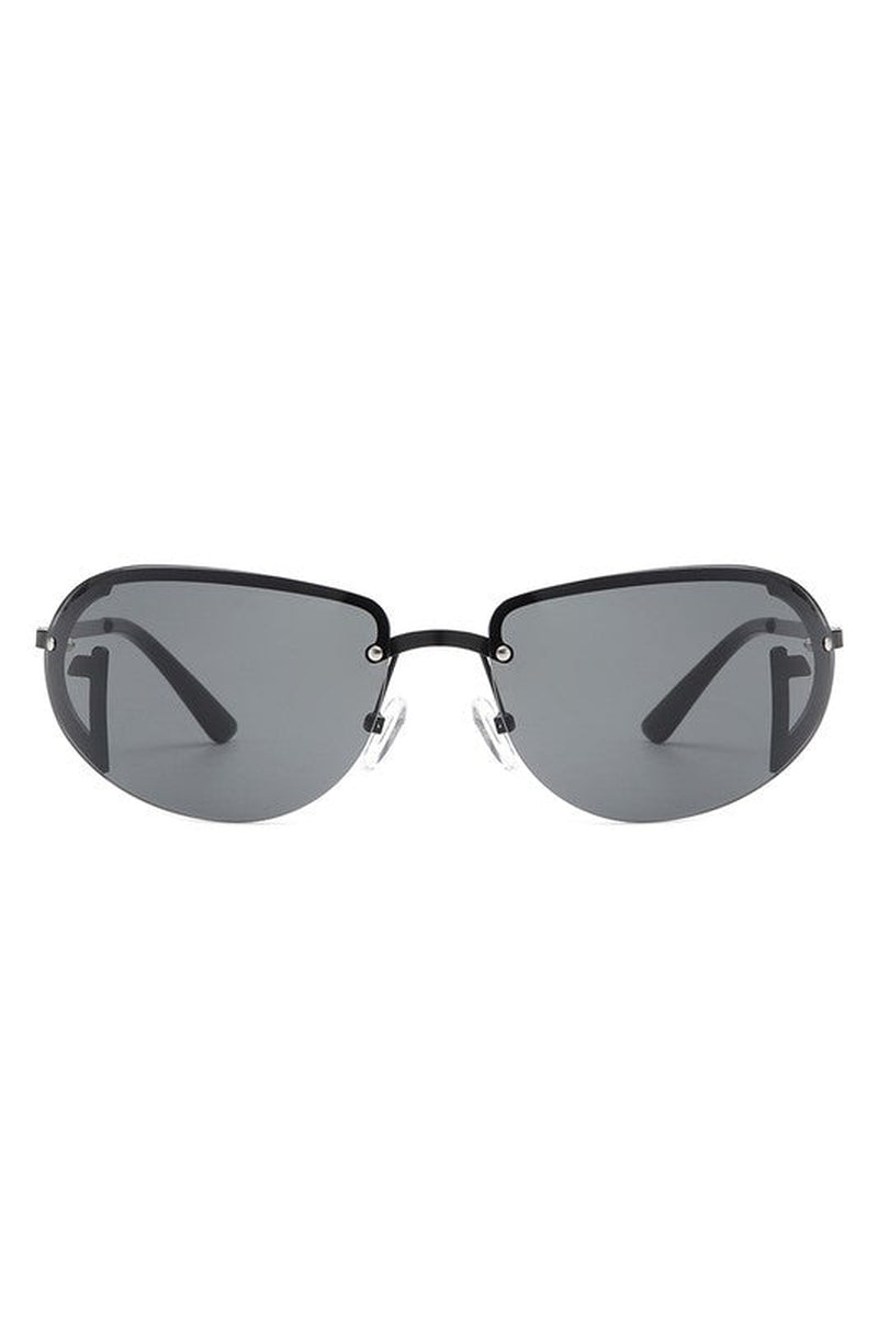 Retro Rimless Oval Tinted round Sunglasses