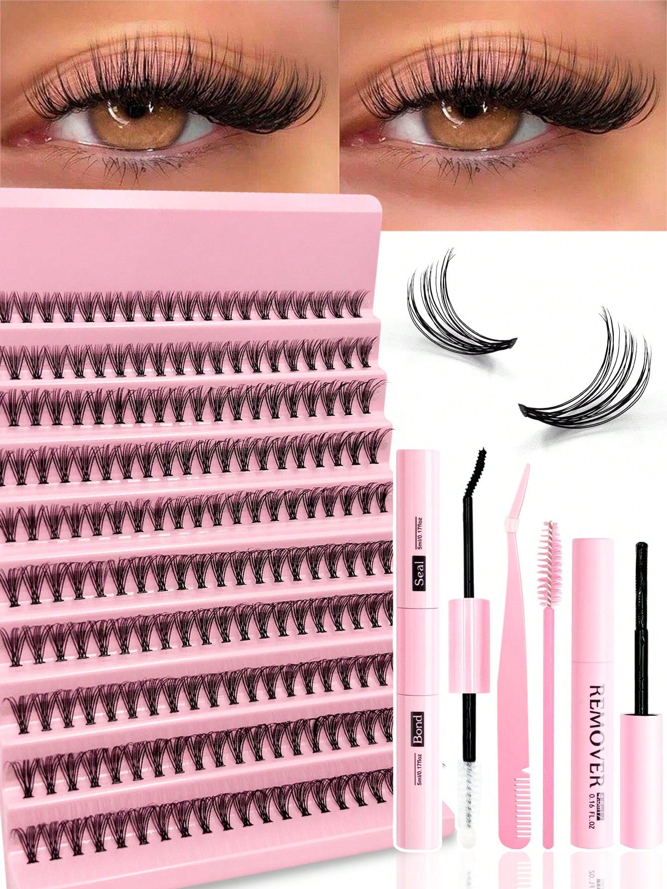 200PCS Dramatic C-Curl 8-16MM Mix DIY Lash Extension Kit (Includes Lash Glue + Remover and Tweezers)